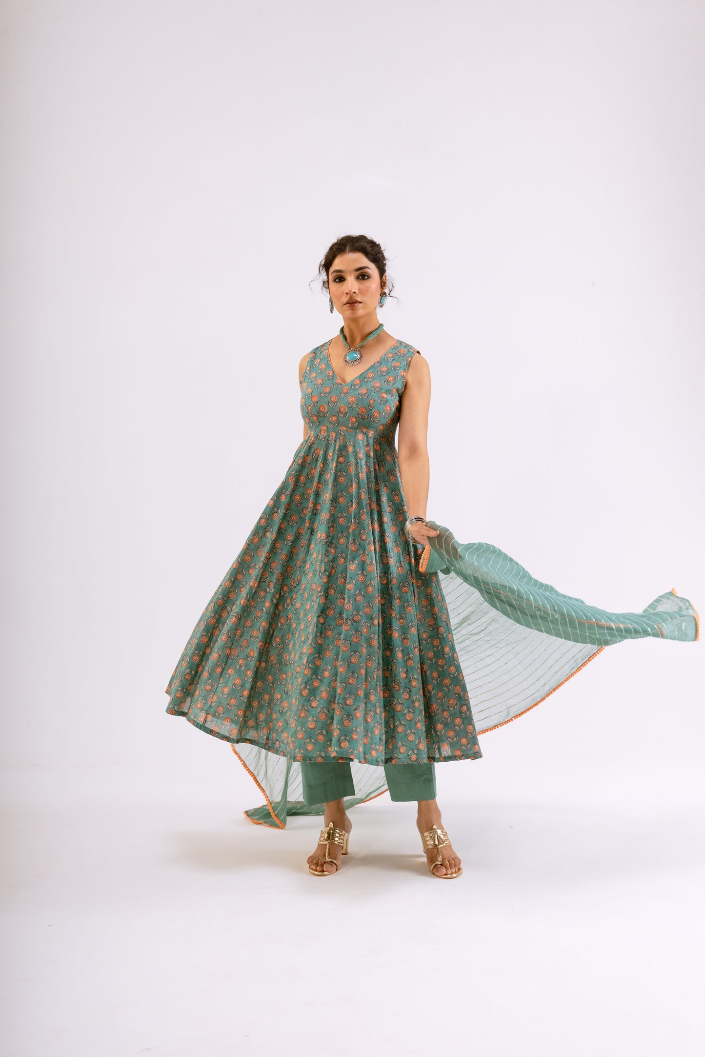 Sea Green Butti - Sleeveless