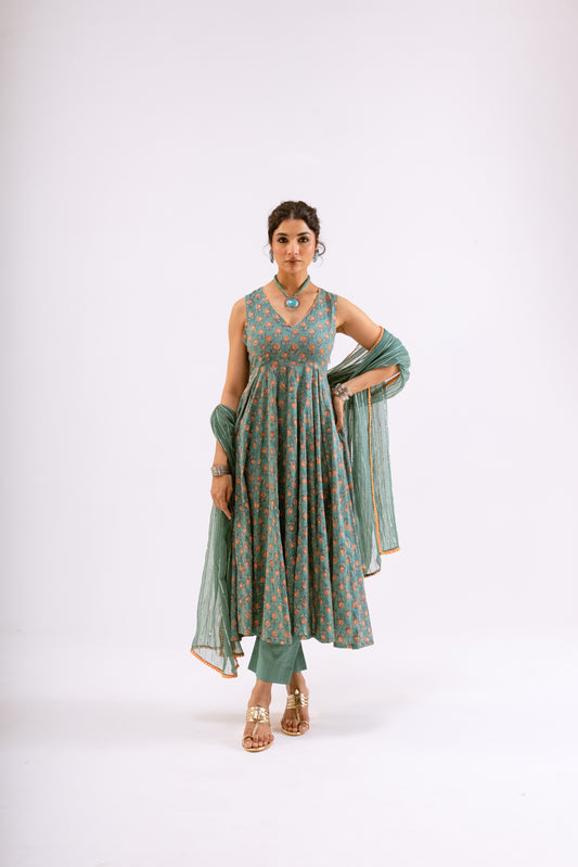 Sea Green Butti - Sleeveless