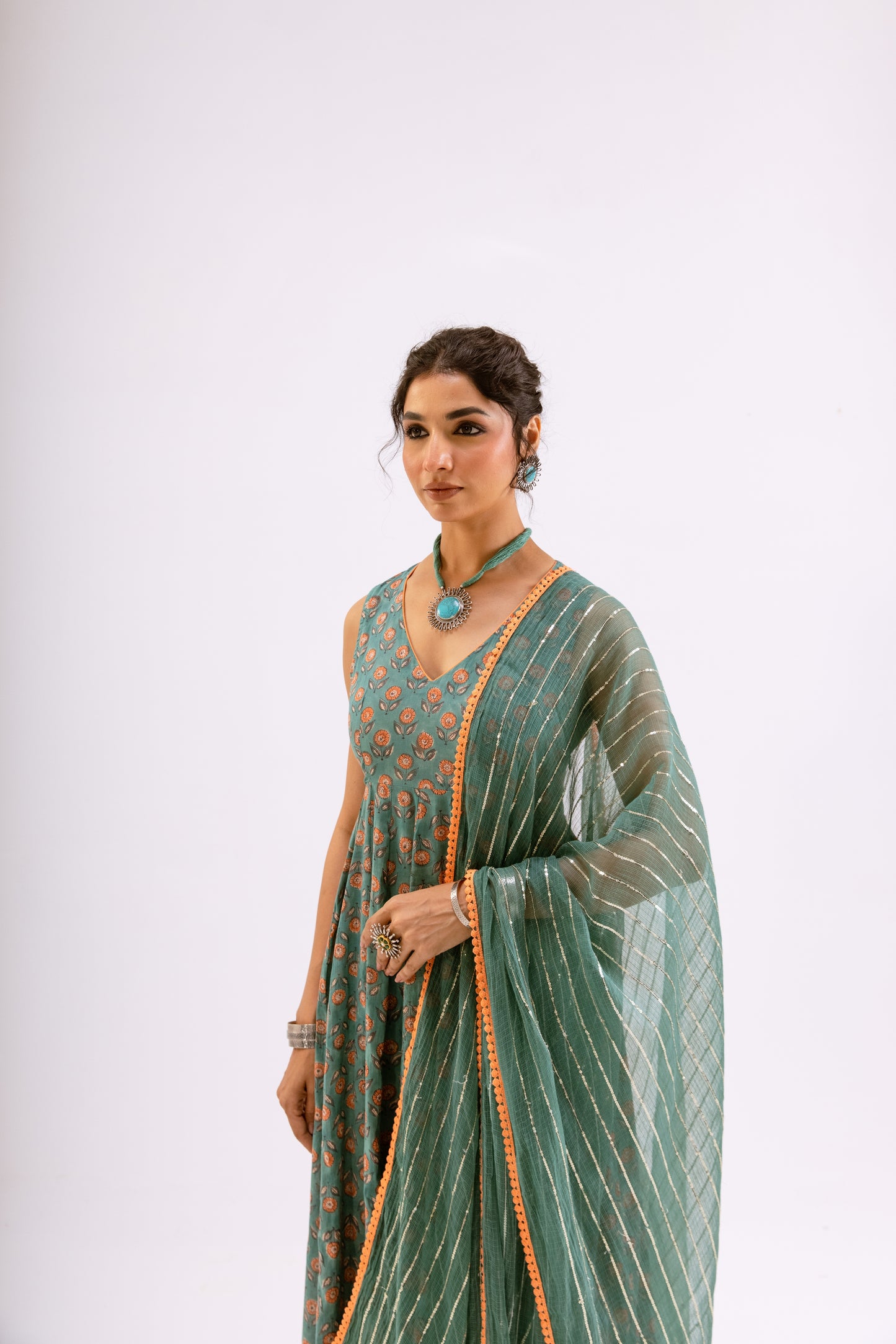 Sea Green Butti - Sleeveless