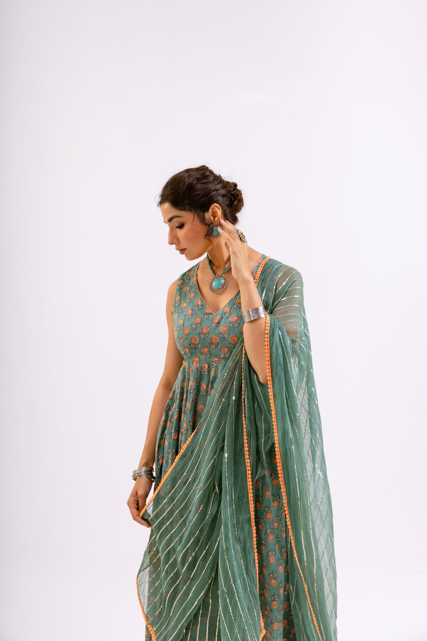 Sea Green Butti - Sleeveless