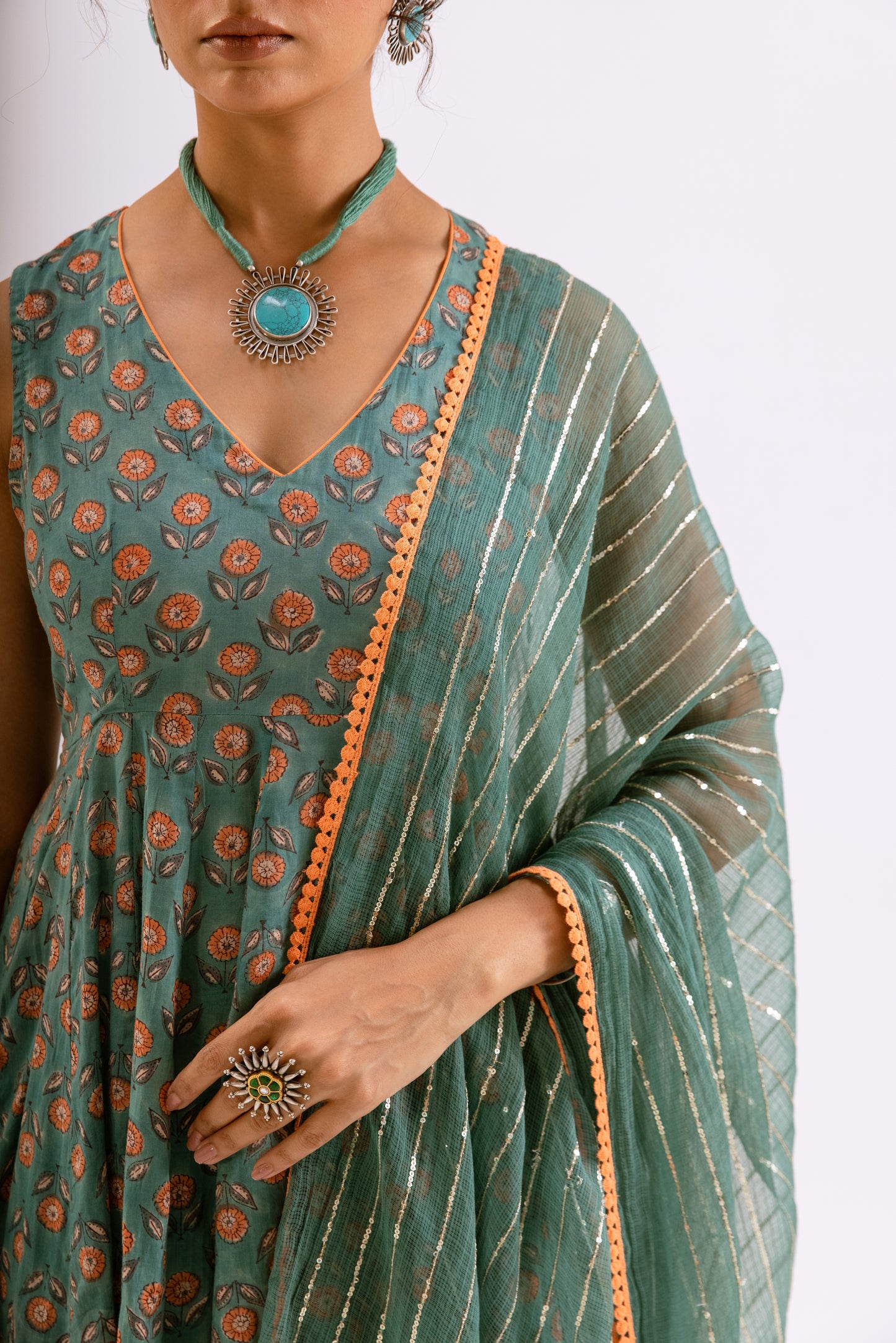 Sea Green Butti - Sleeveless