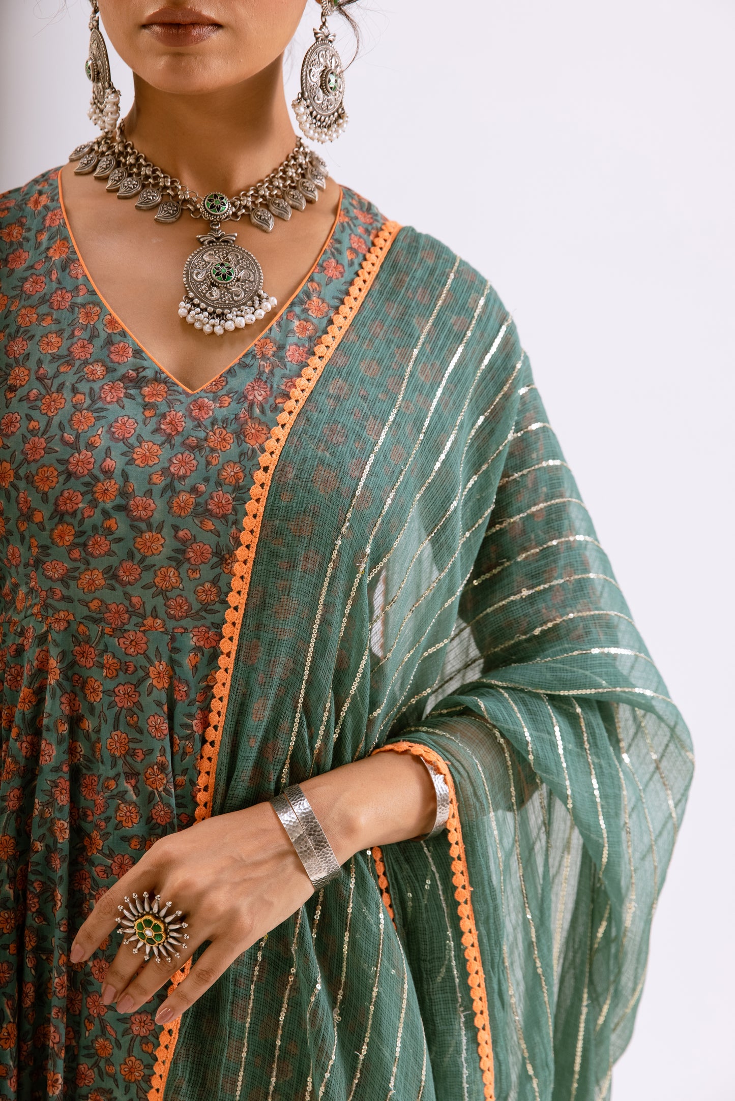 Sea Green Jaal - Sleeved
