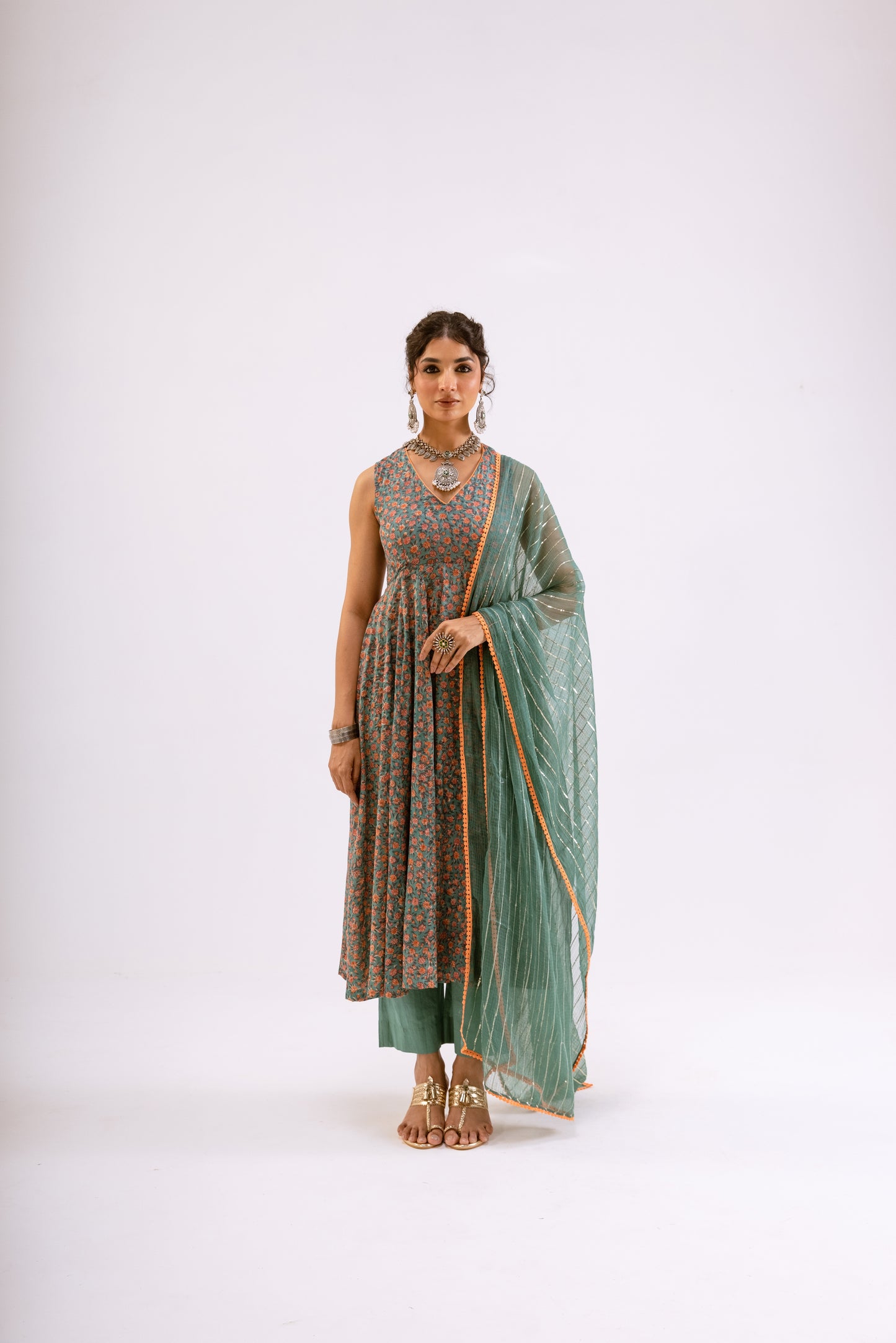 Sea Green Jaal - Sleeveless