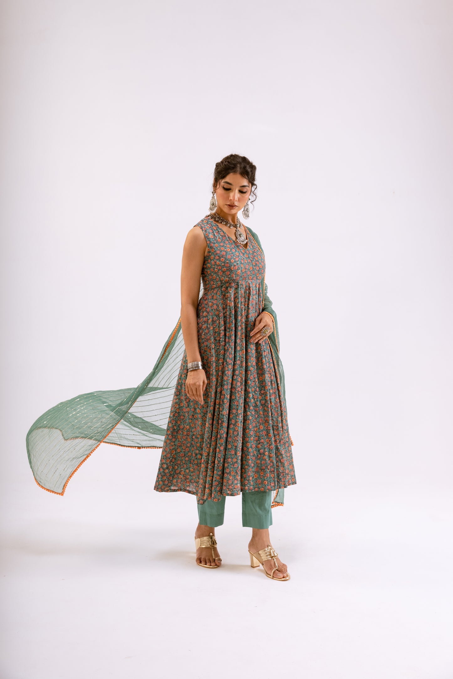 Sea Green Jaal - Sleeveless