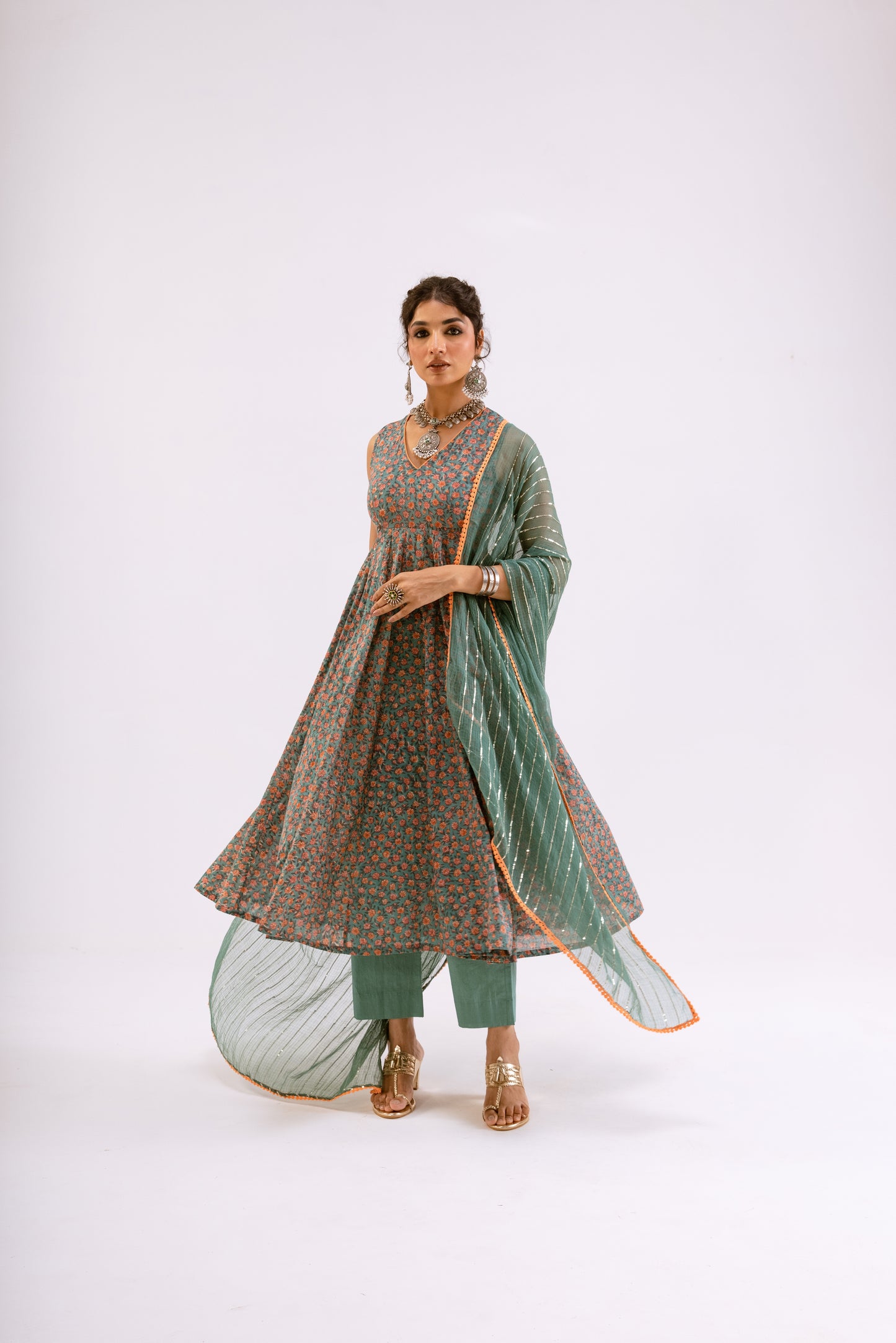 Sea Green Jaal - Sleeveless