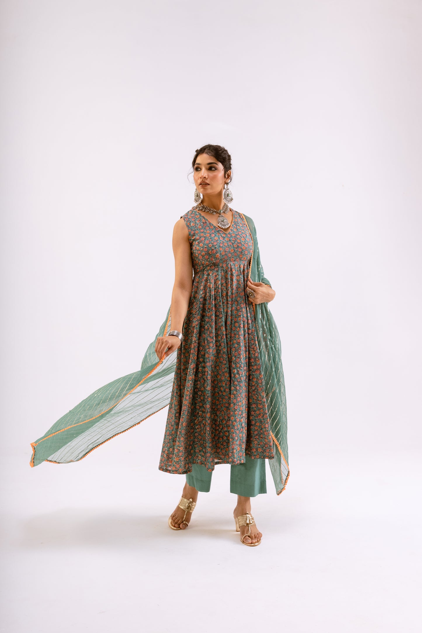 Sea Green Jaal - Sleeveless
