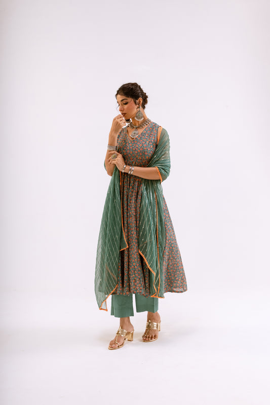Sea Green Jaal - Sleeveless