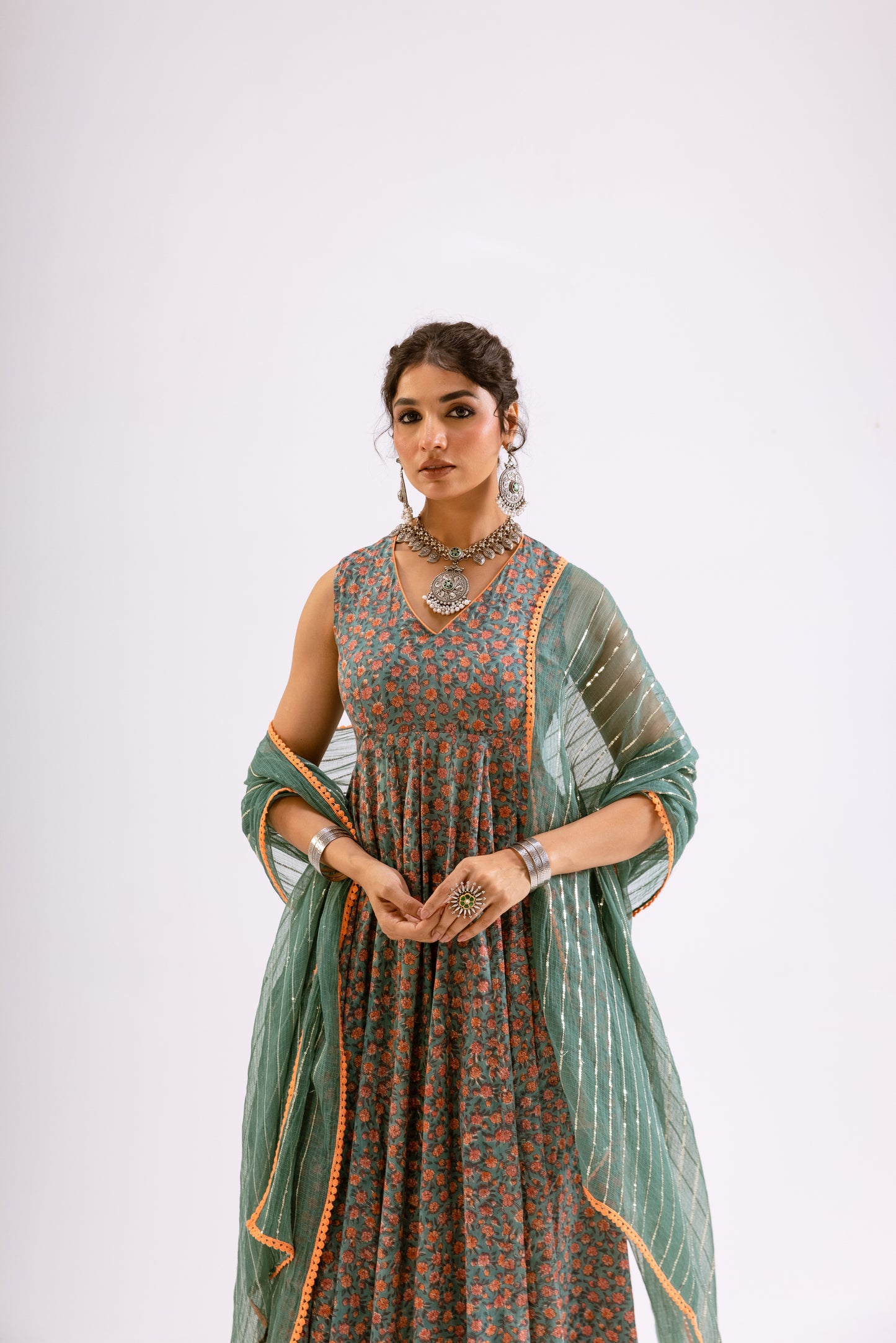 Sea Green Jaal - Sleeveless