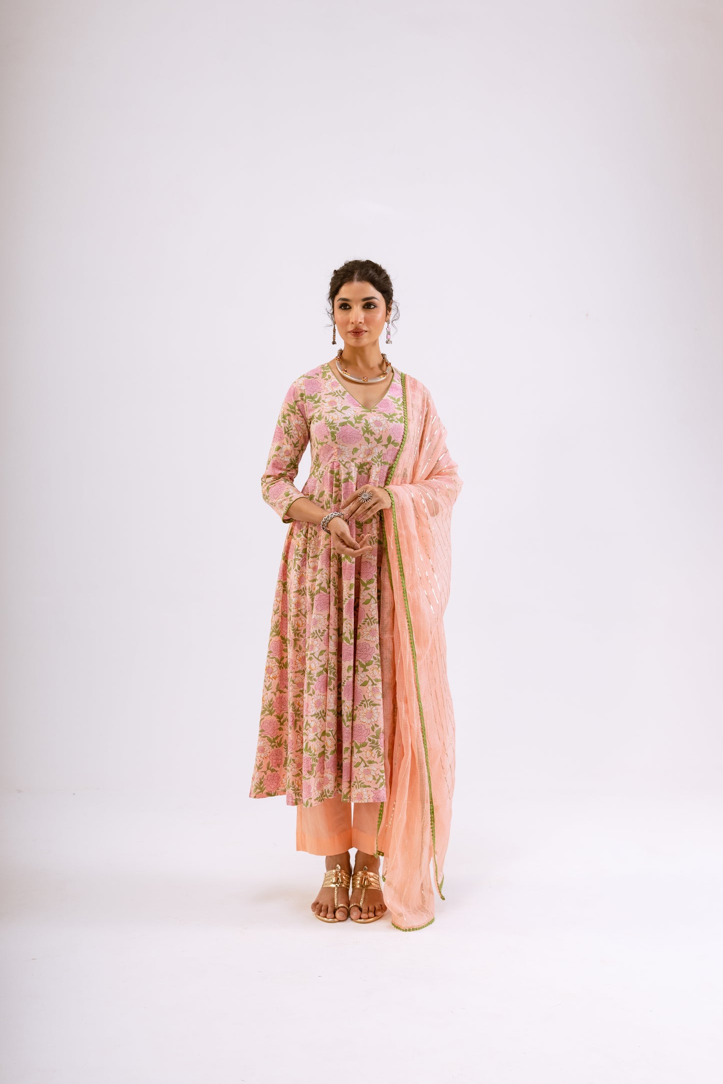 Gulabi Pink Jaal - Sleeved