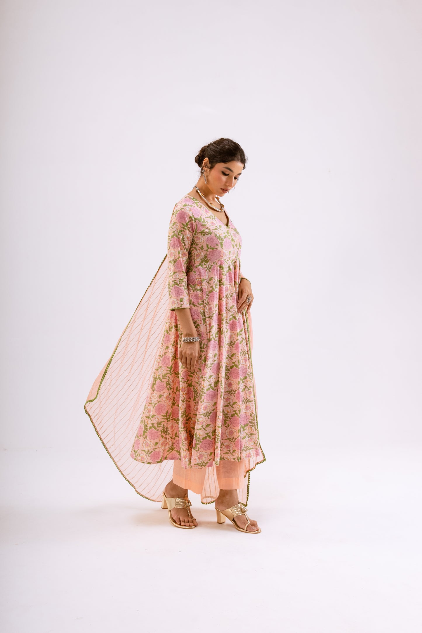 Gulabi Pink Jaal - Sleeved