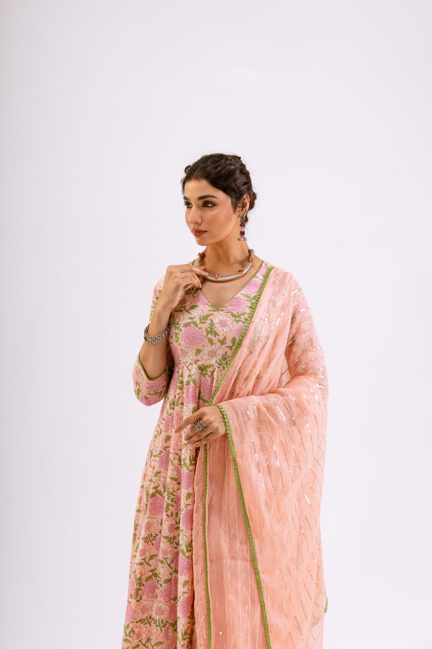 Gulabi Pink Jaal - Sleeved