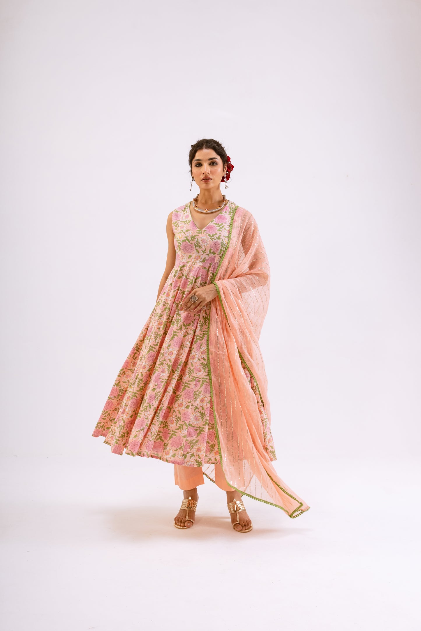 Gulabi Pink Jaal - Sleeveless
