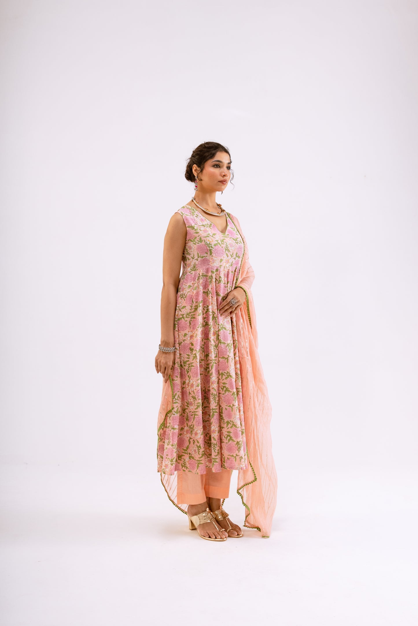 Gulabi Pink Jaal - Sleeveless