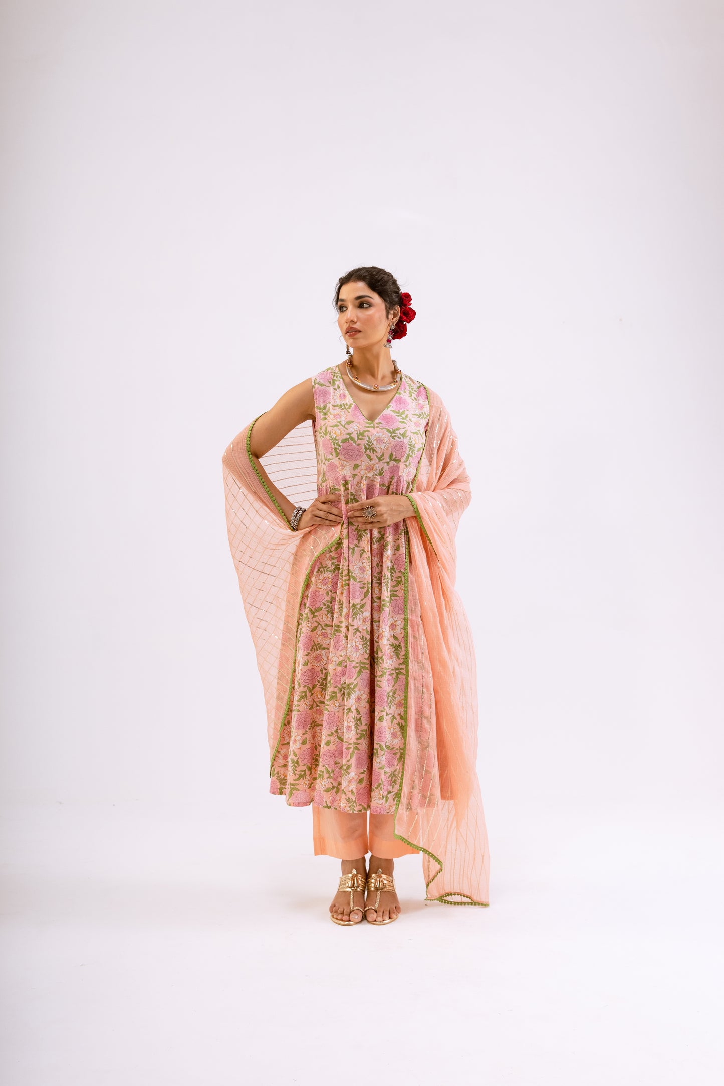 Gulabi Pink Jaal - Sleeveless