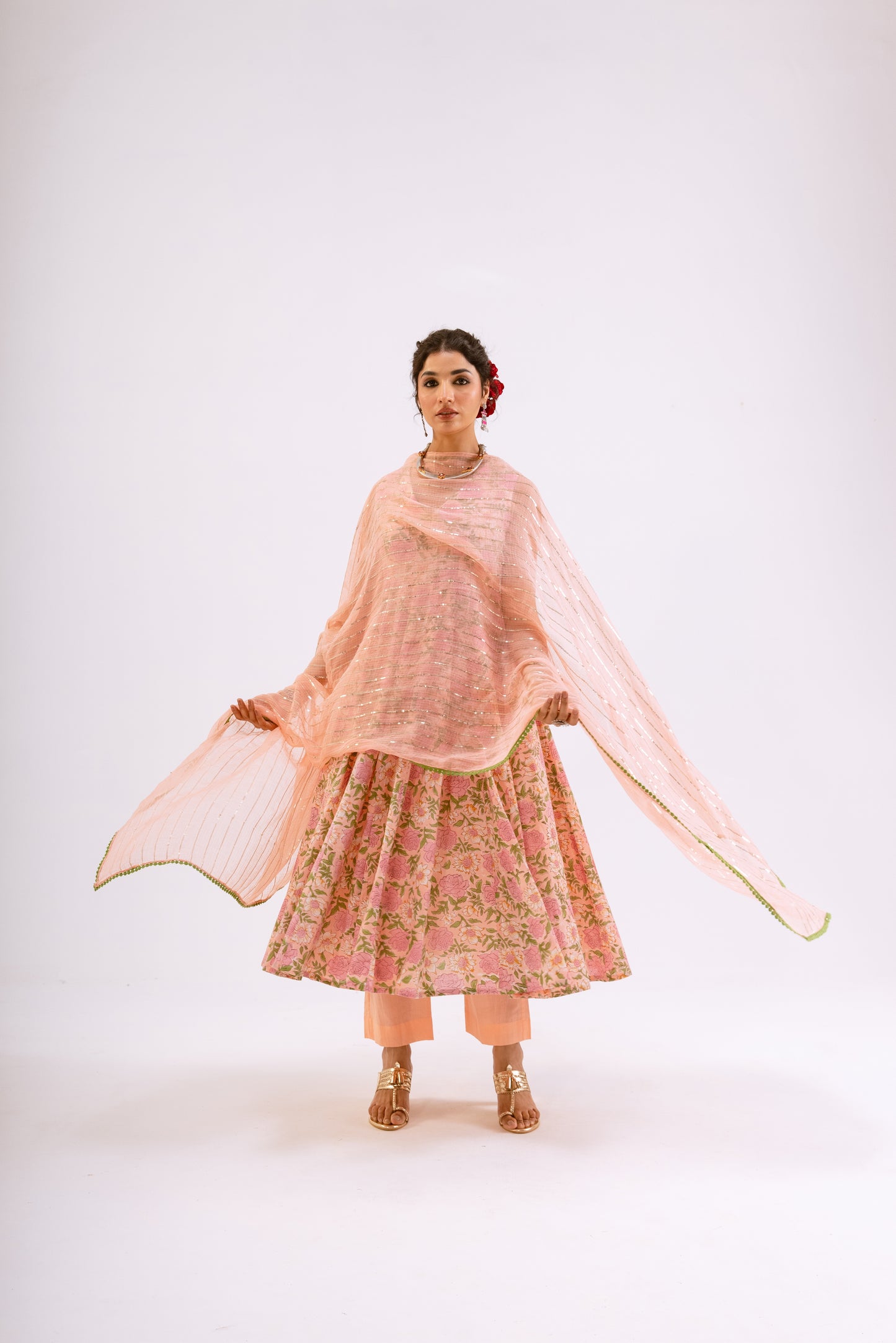 Gulabi Pink Jaal - Sleeveless