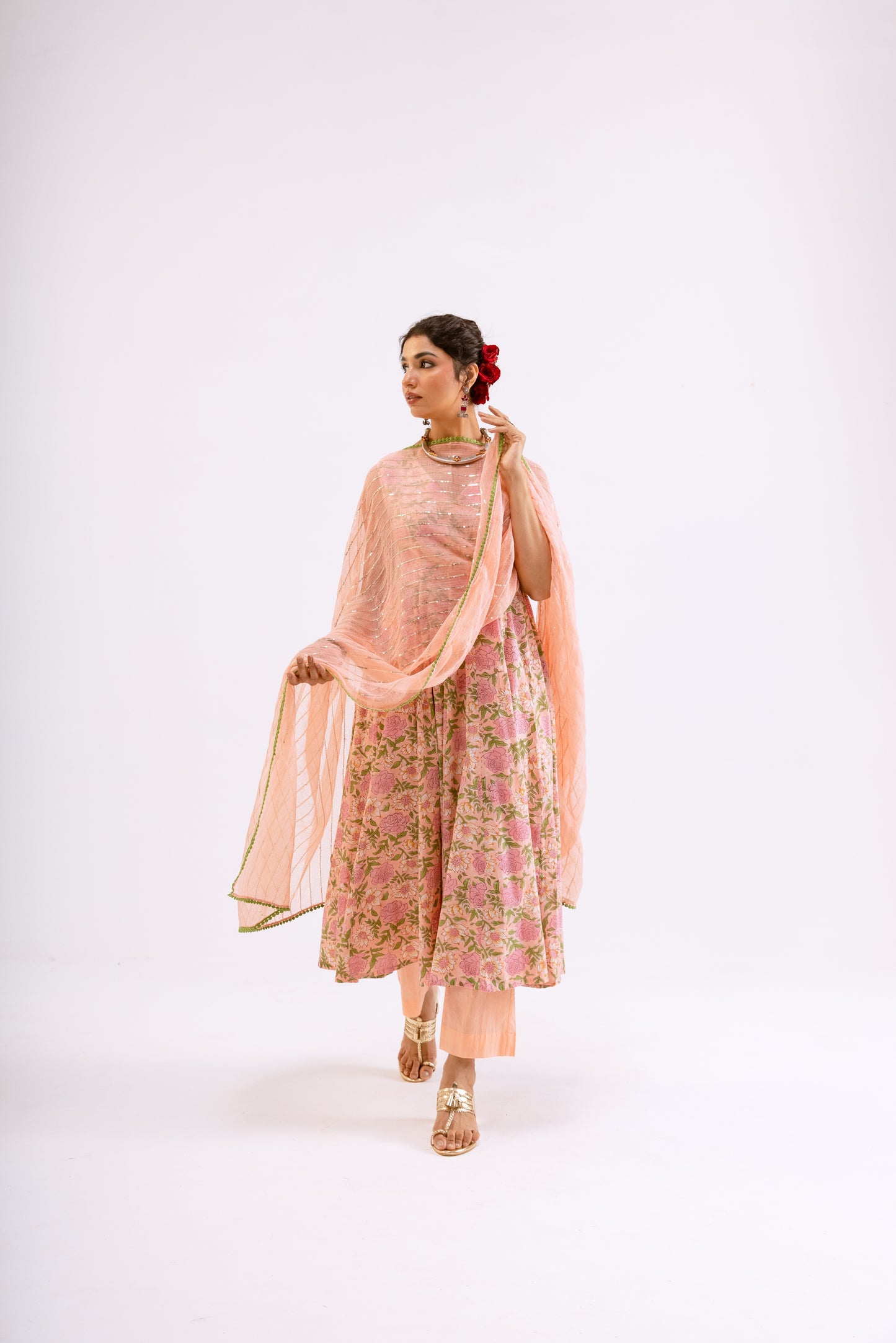 Gulabi Pink Jaal - Sleeveless