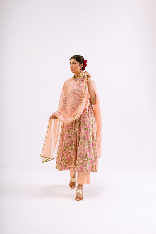 Gulabi Pink Jaal - Sleeveless