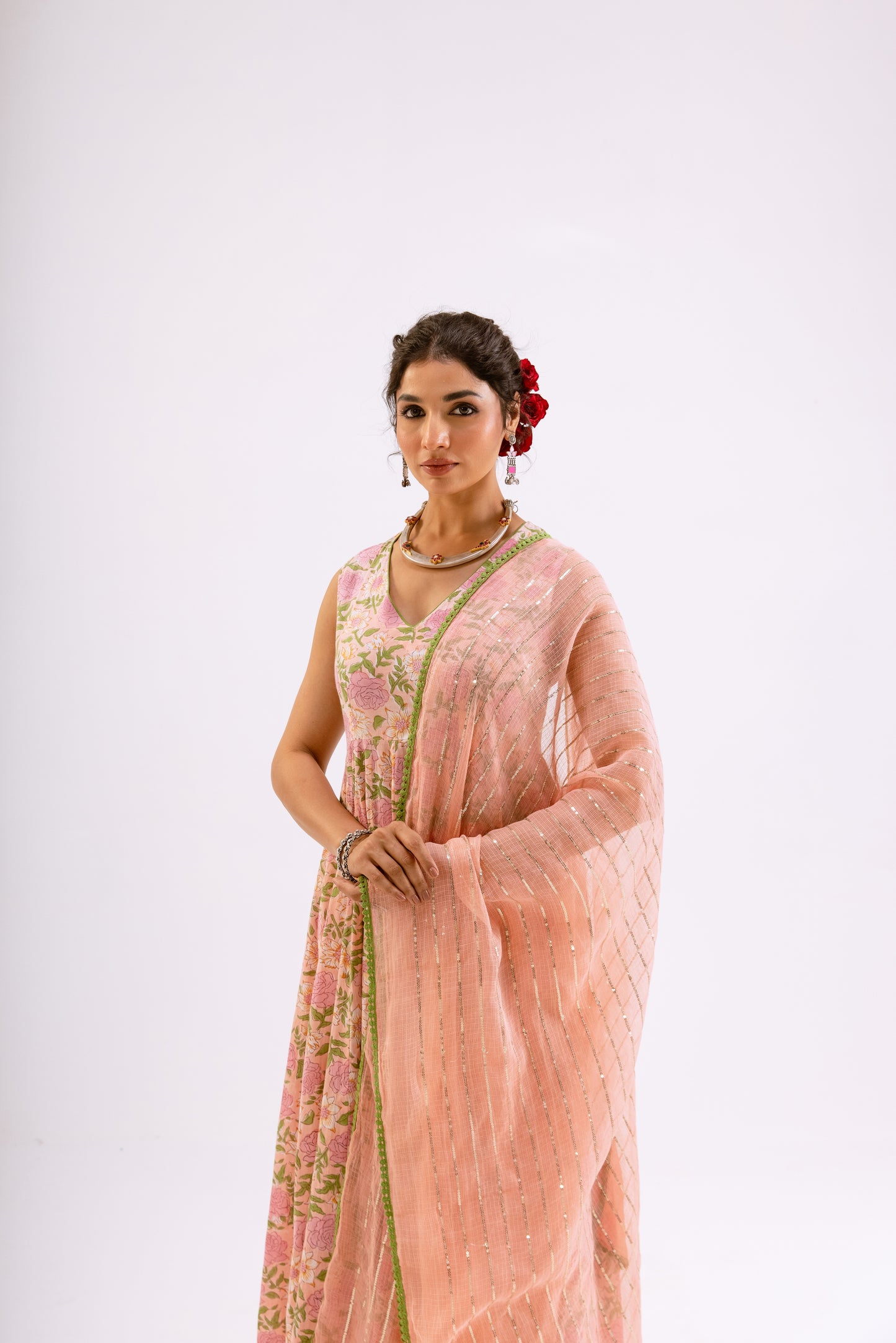 Gulabi Pink Jaal - Sleeveless