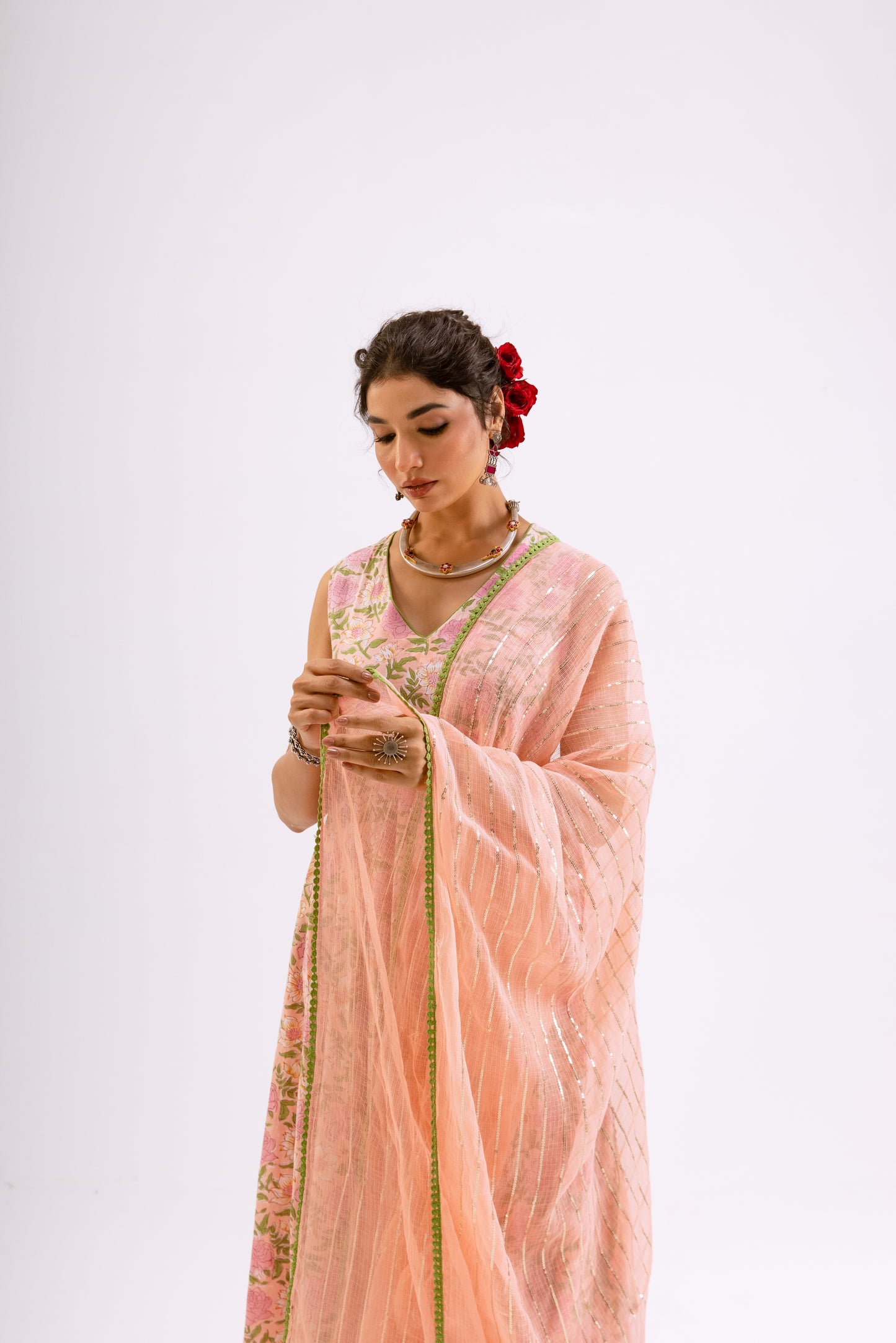 Gulabi Pink Jaal - Sleeveless
