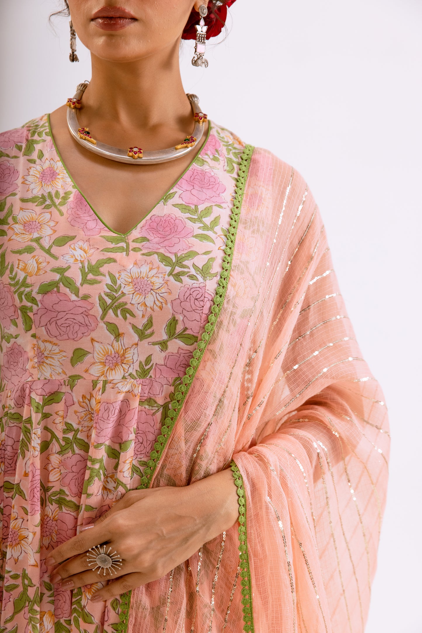 Gulabi Pink Jaal - Sleeveless