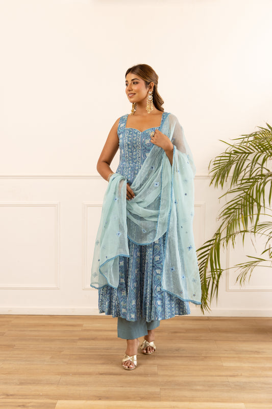 Lined Dusty Blue & Powder Blue (Sleeveless)
