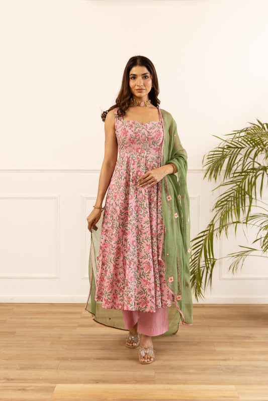 Pink Jaal & Pista (Sleeveless)