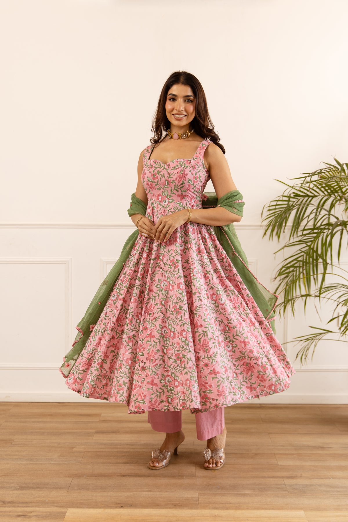 Pink Jaal & Pista (Sleeveless)