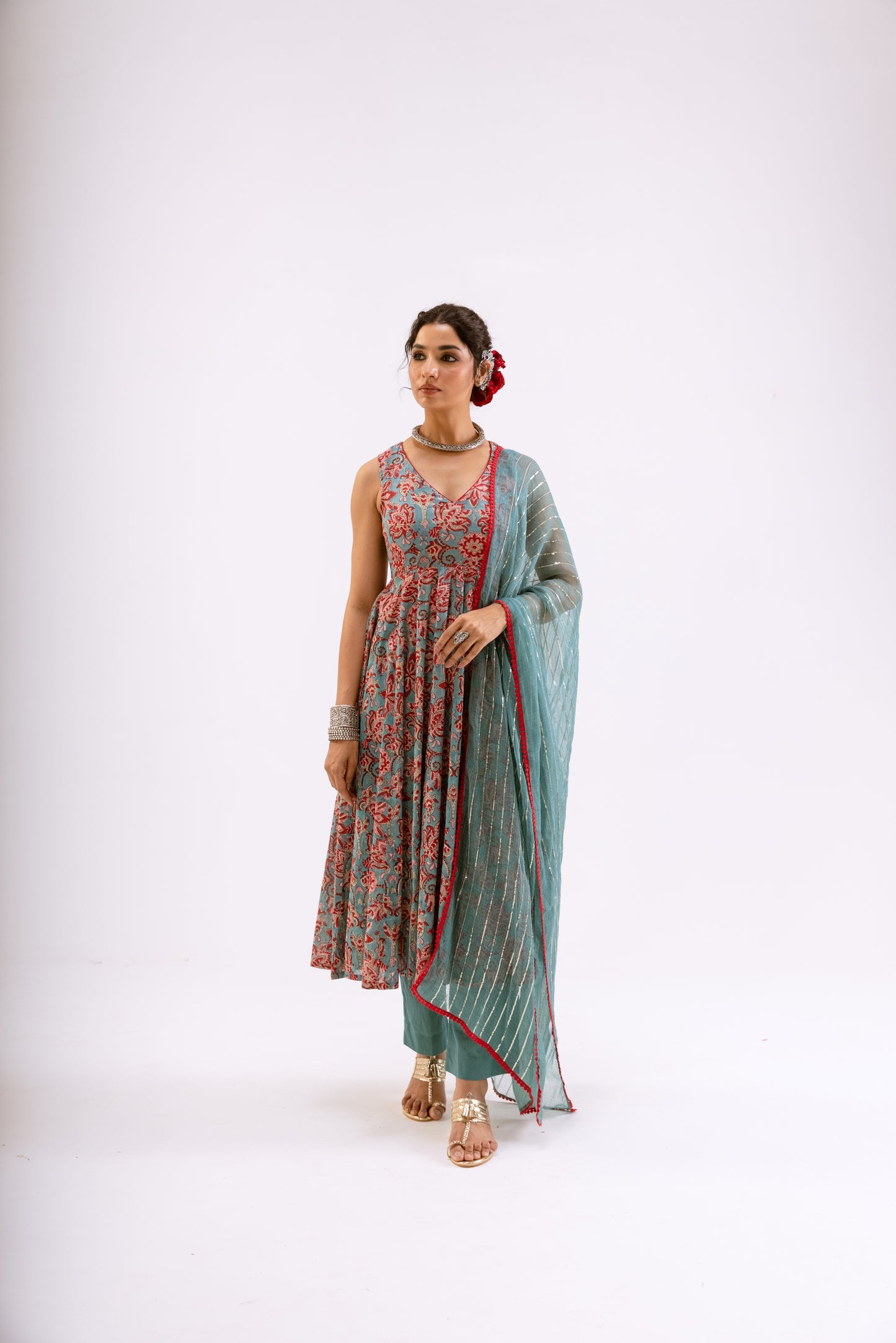 Dusty Teal Jaal - Sleeveless