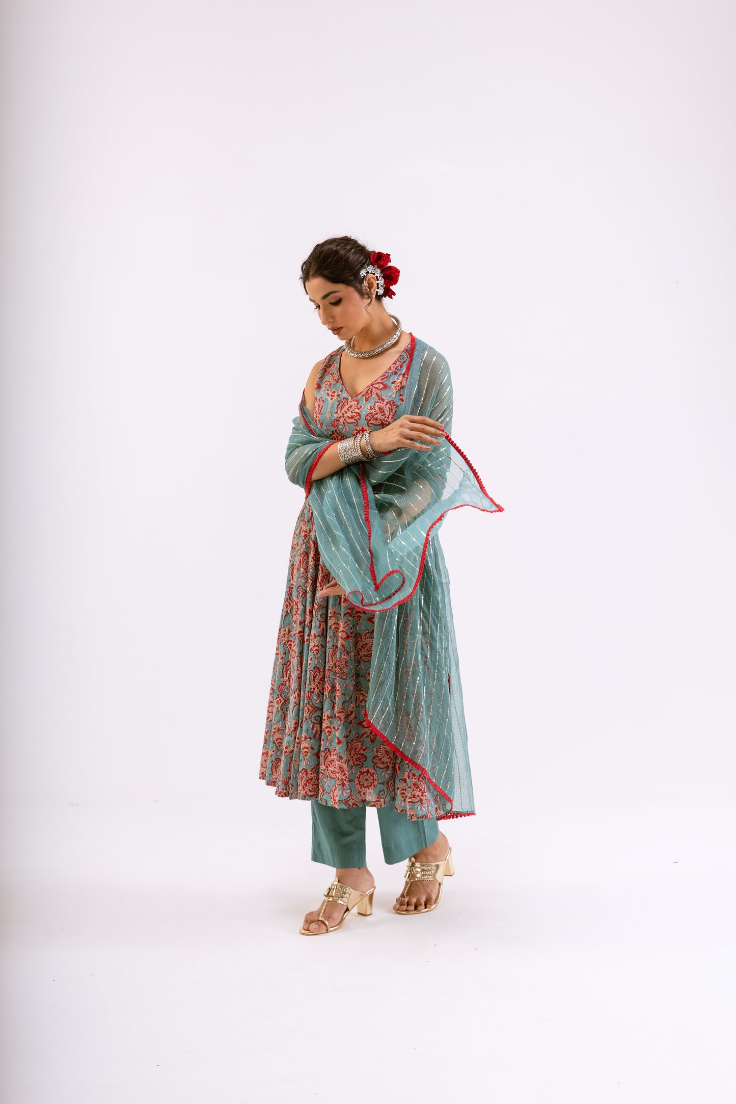 Dusty Teal Jaal - Sleeveless