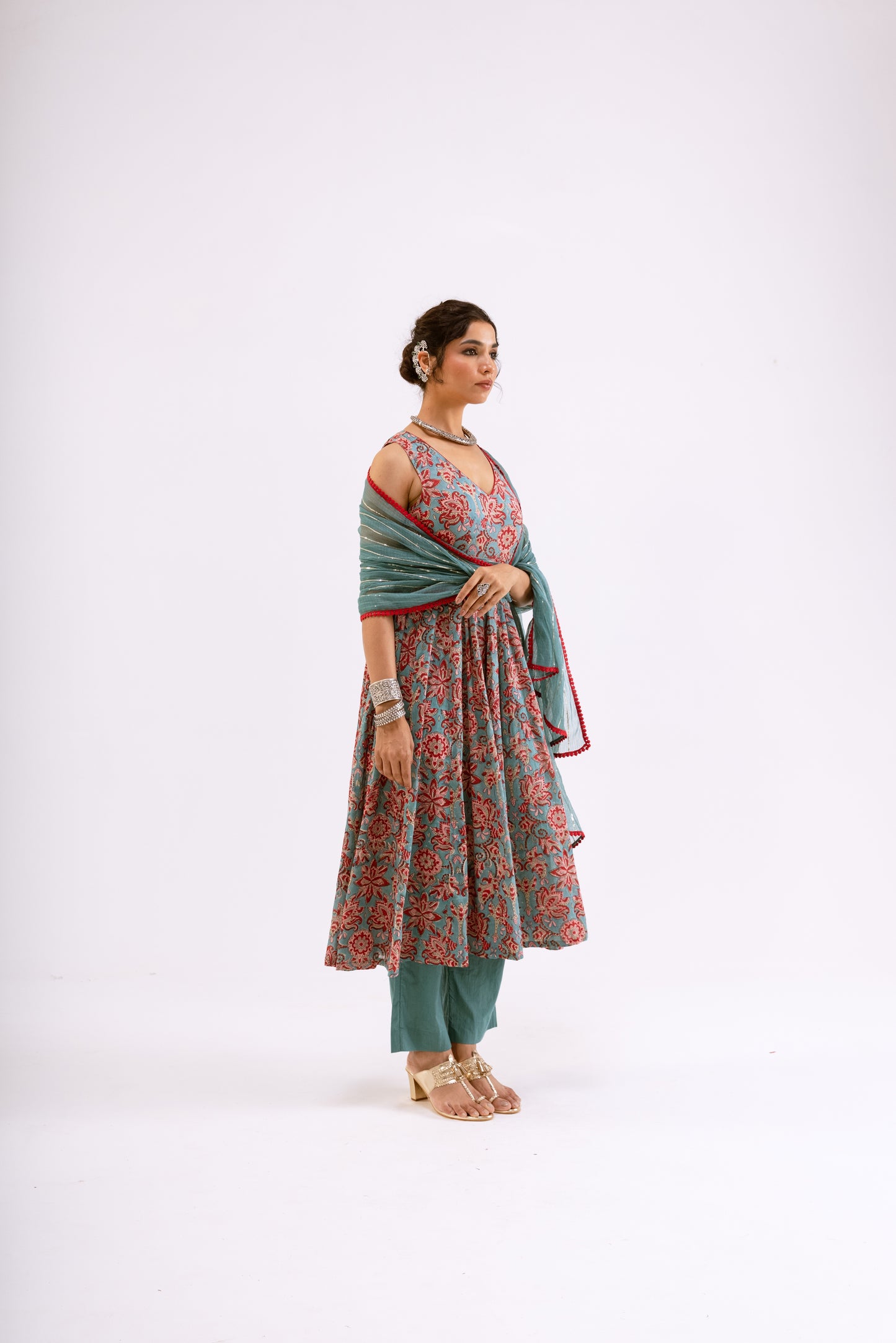 Dusty Teal Jaal - Sleeveless