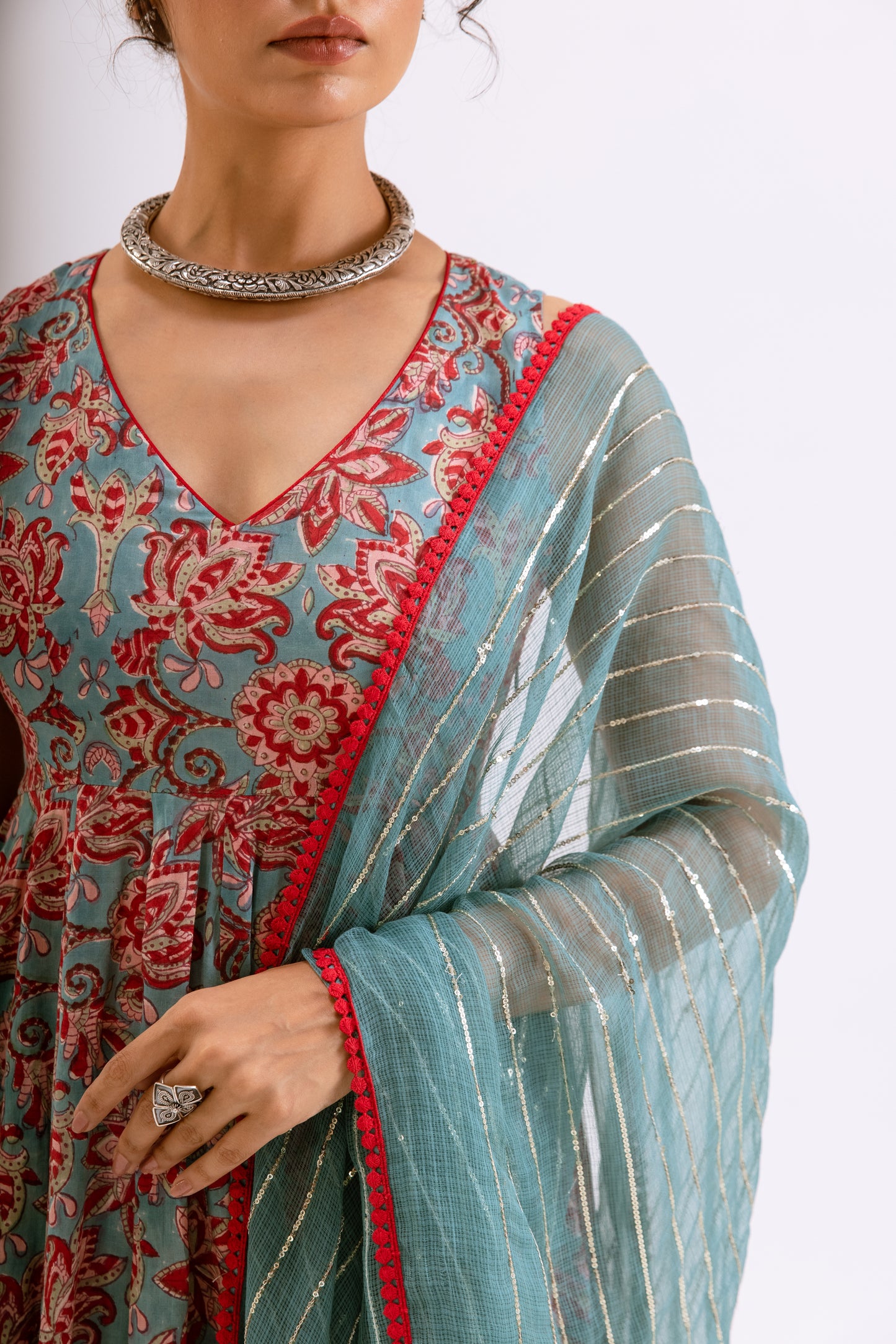 Dusty Teal Jaal - Sleeveless