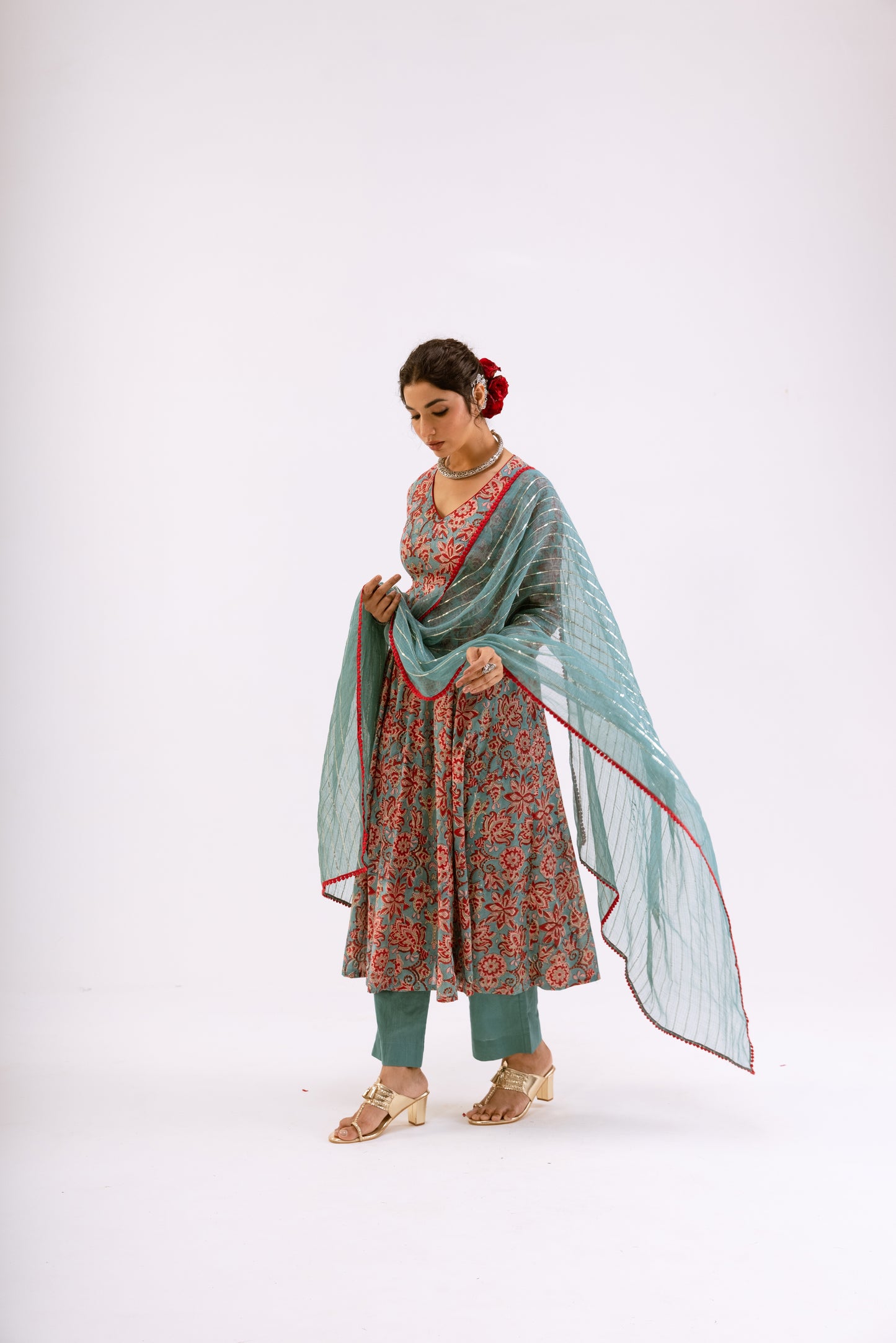 Dusty Teal Jaal - Sleeved