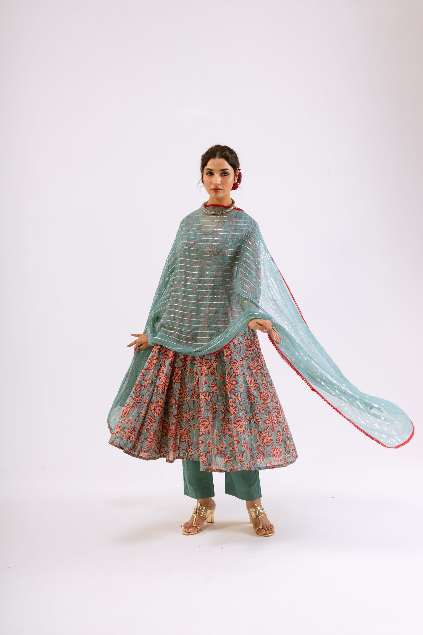 Dusty Teal Jaal - Sleeved