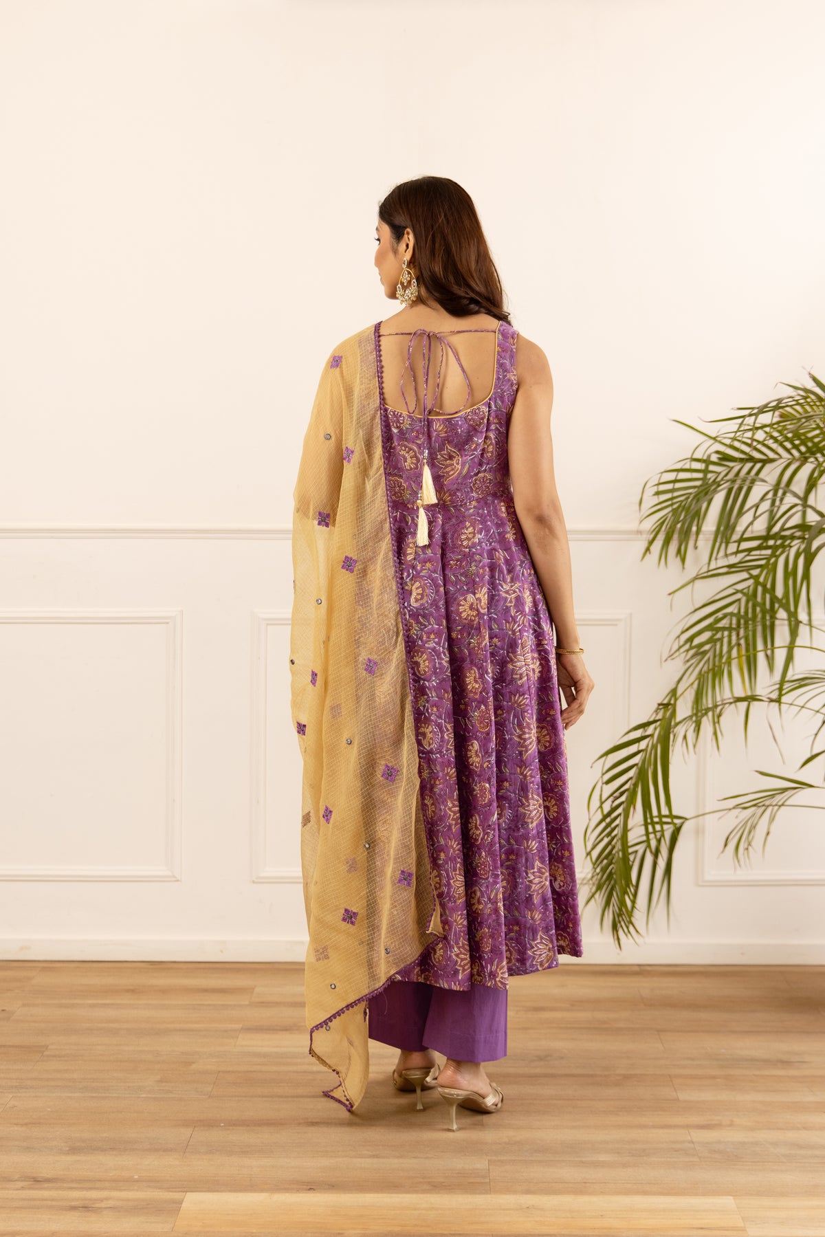 Deep Purple & Mustard Jaal (Sleeveless)