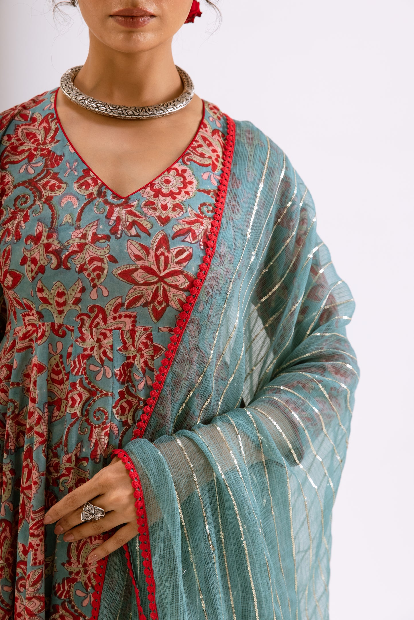 Dusty Teal Jaal - Sleeved