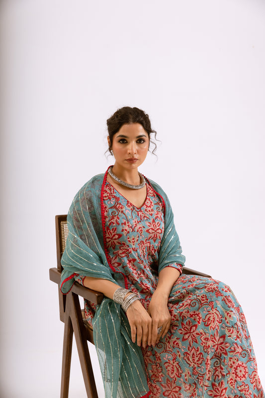 Dusty Teal Jaal - Sleeved
