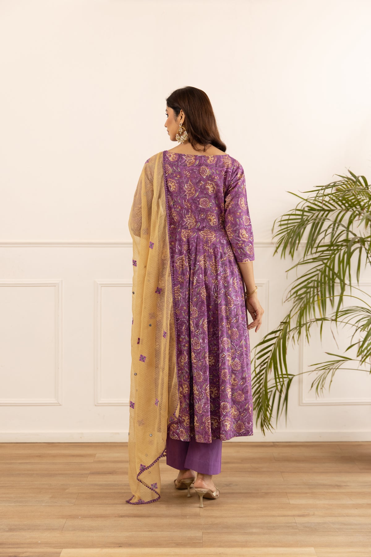 Deep Purple & Mustard Jaal (Sleeved)