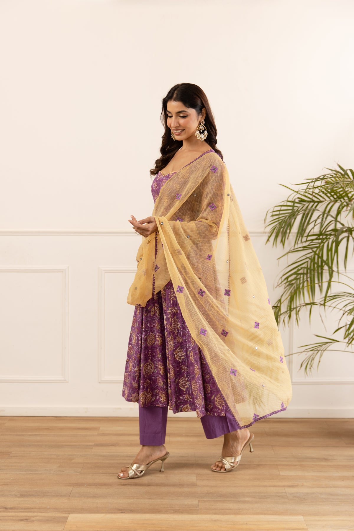Deep Purple & Mustard Jaal (Sleeved)