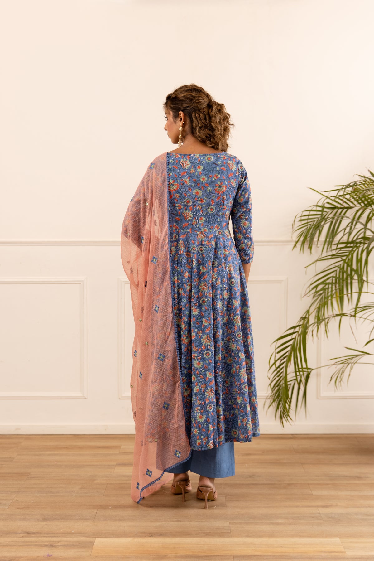 Denim Blue & Peach (Sleeved)