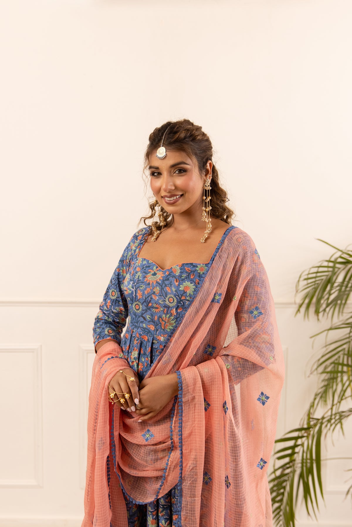 Denim Blue & Peach (Sleeved)