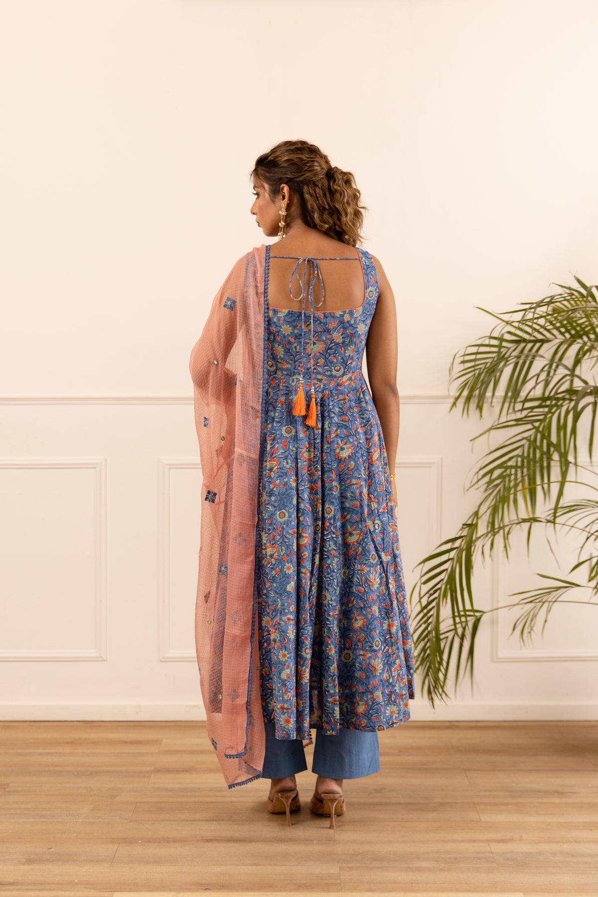 Denim Blue & Peach (Sleeveless)