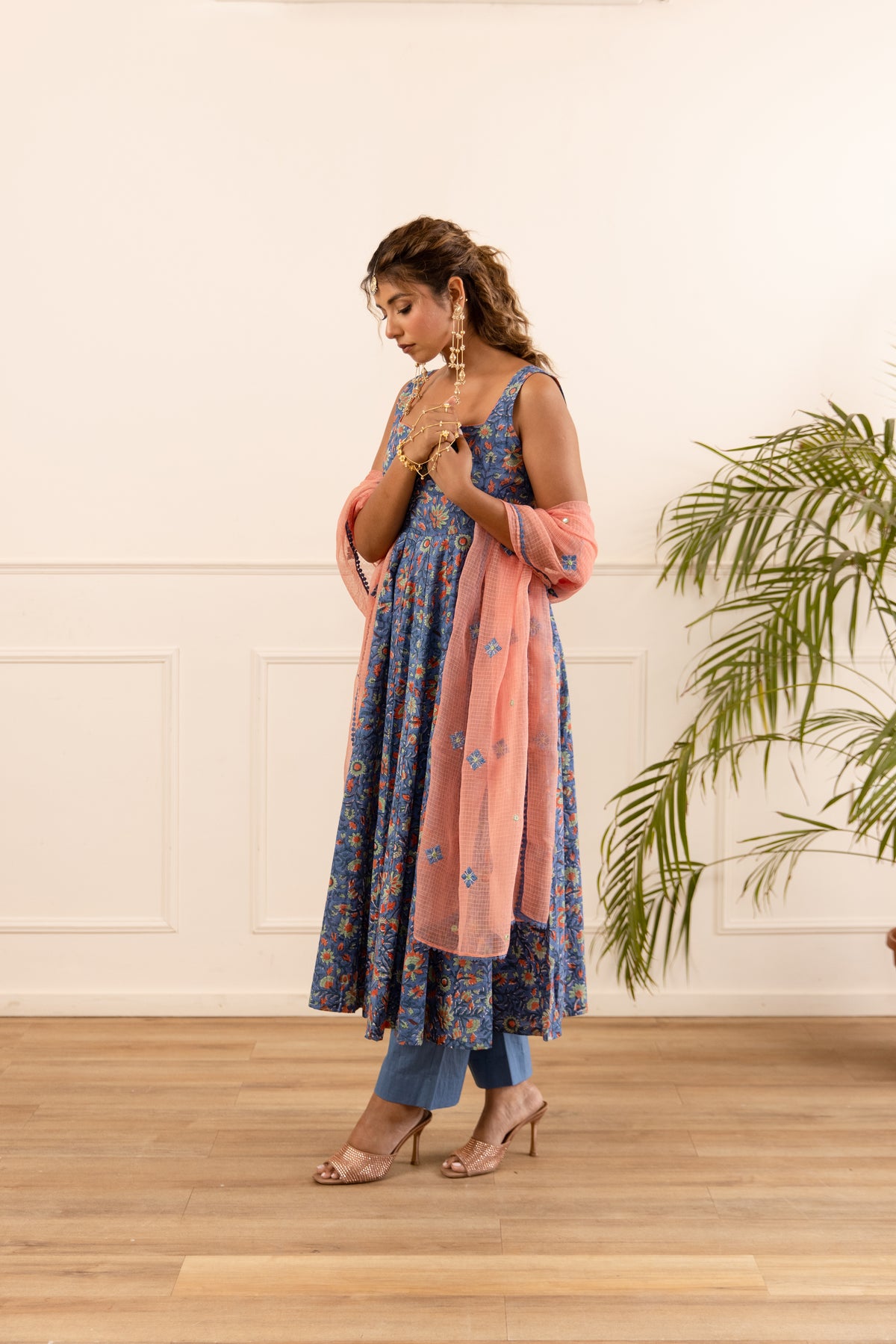 Denim Blue & Peach (Sleeveless)