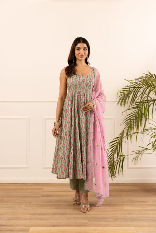 Sage Green & Soft Pink (Sleeveless)
