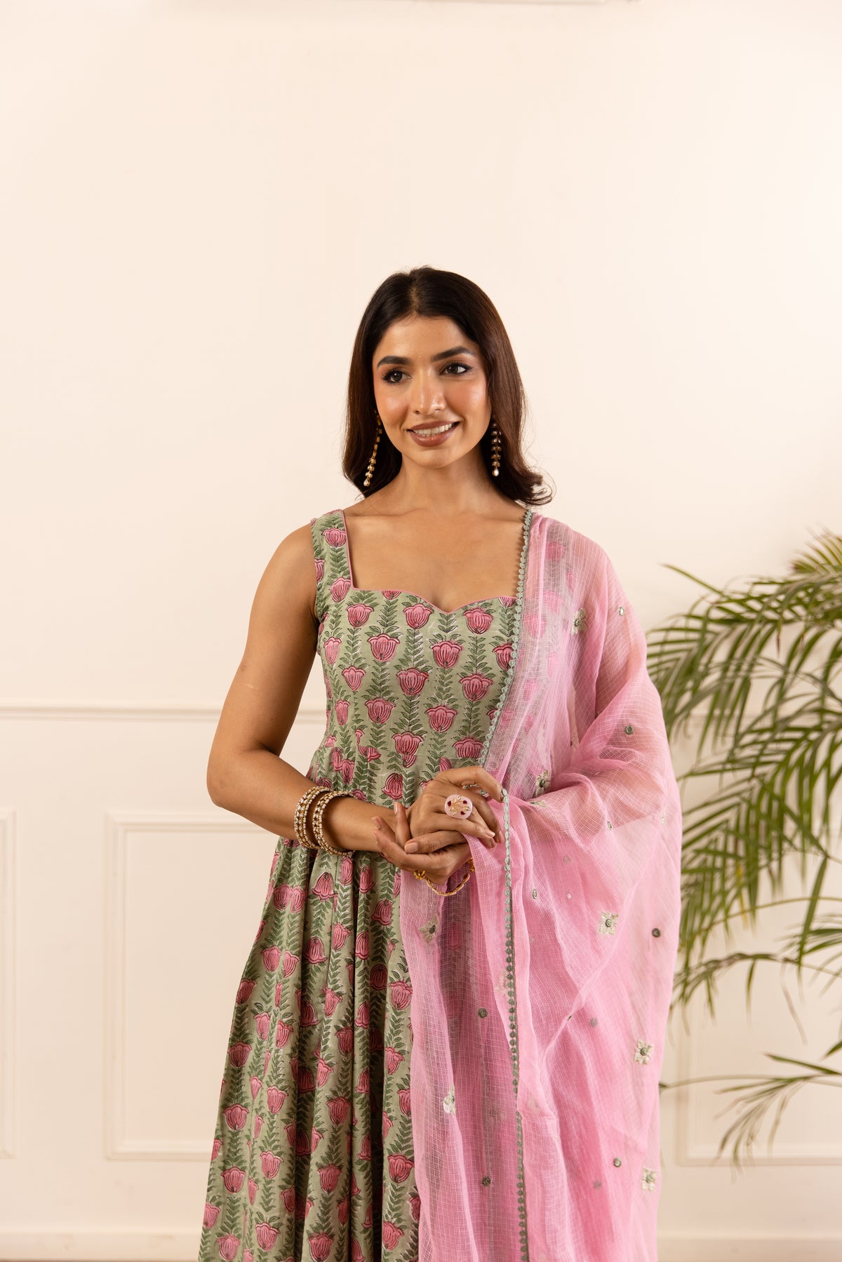 Sage Green & Soft Pink (Sleeveless)