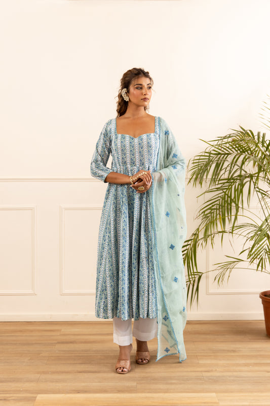 Lined Powder Blue & Aqua Blue (Sleeved)