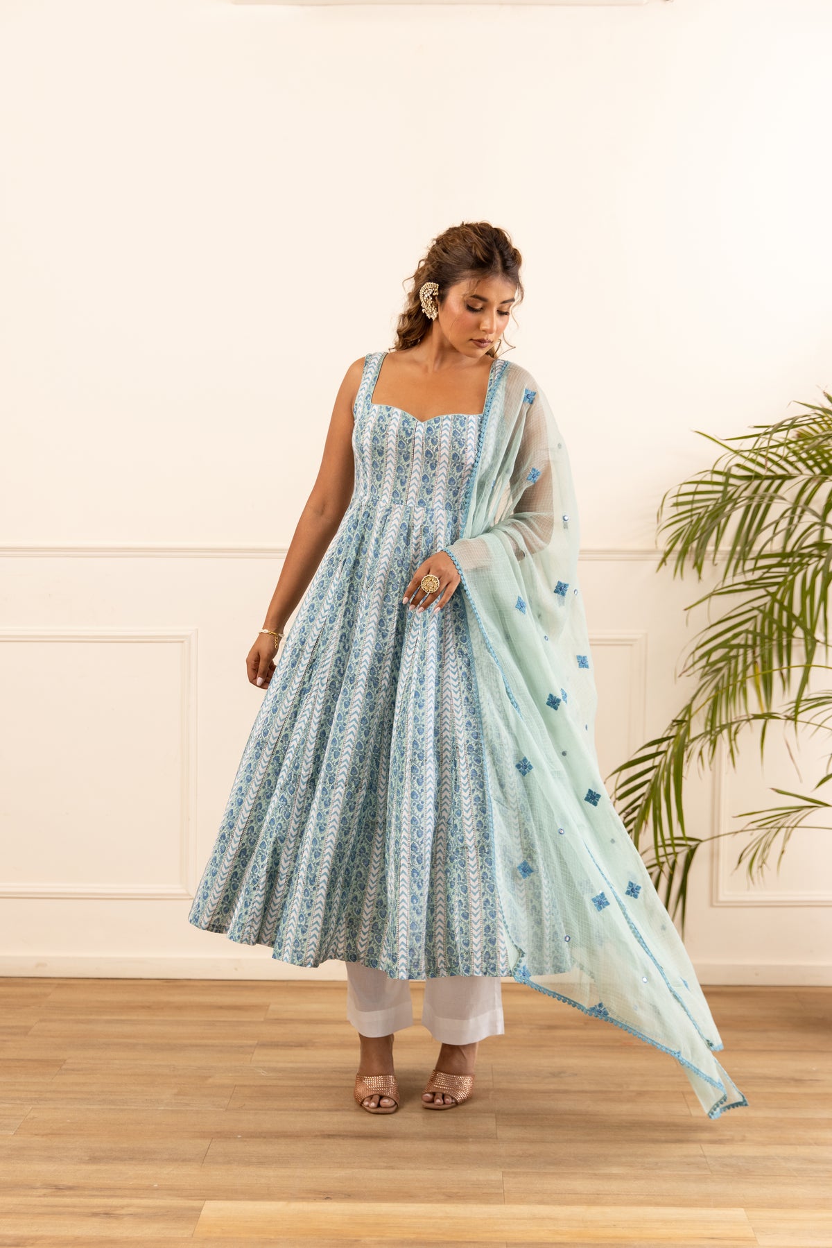 Lined Powder Blue & Aqua Blue (Sleeveless)