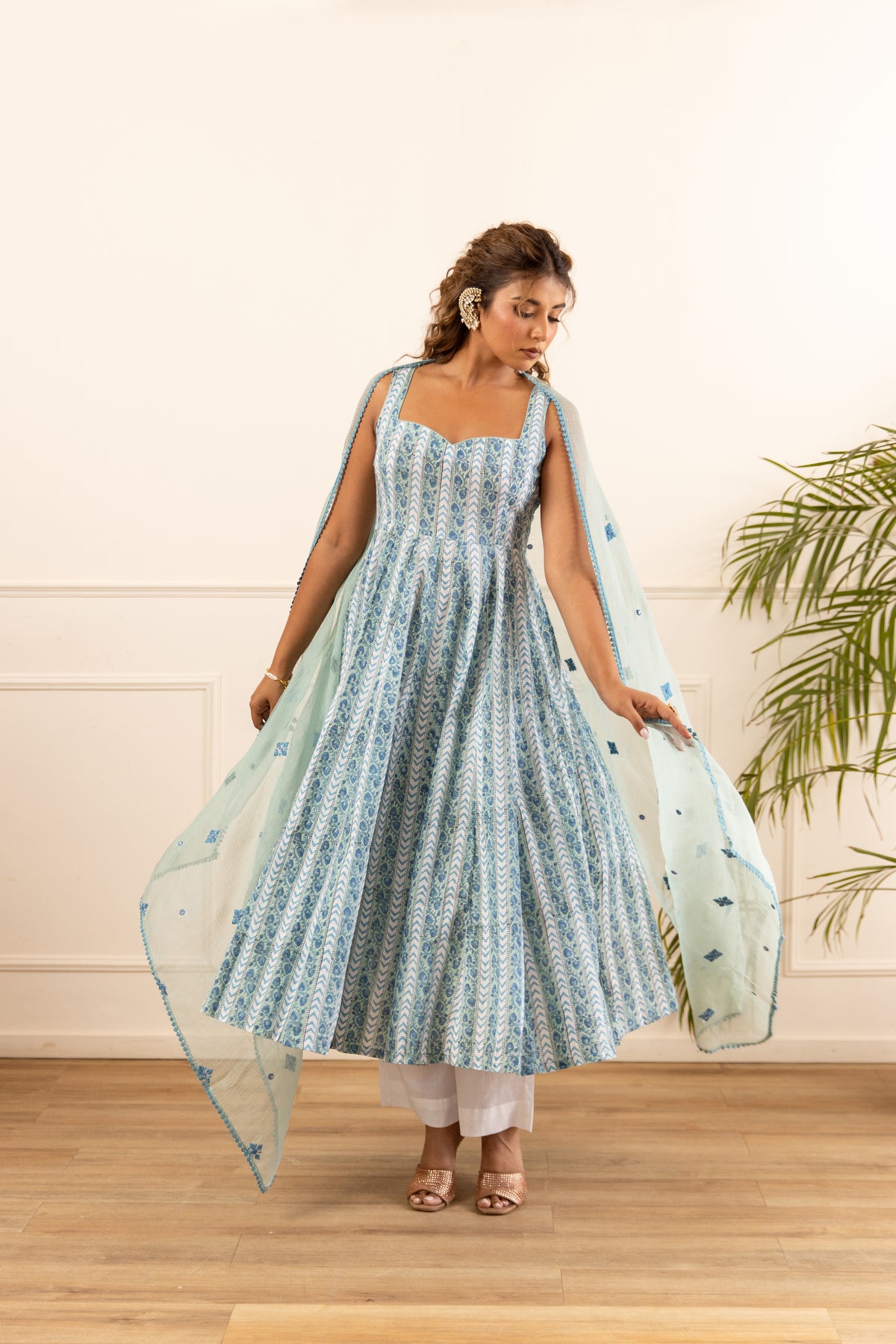 Lined Powder Blue & Aqua Blue (Sleeveless)