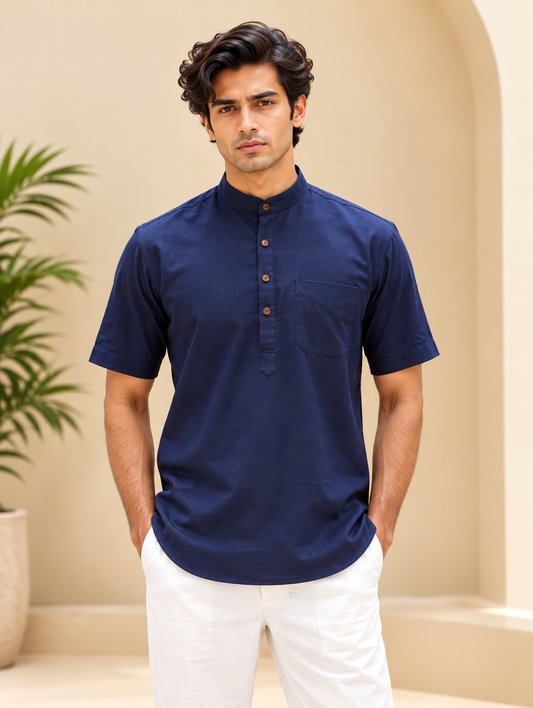 Navy Blue Kurta with Pocket