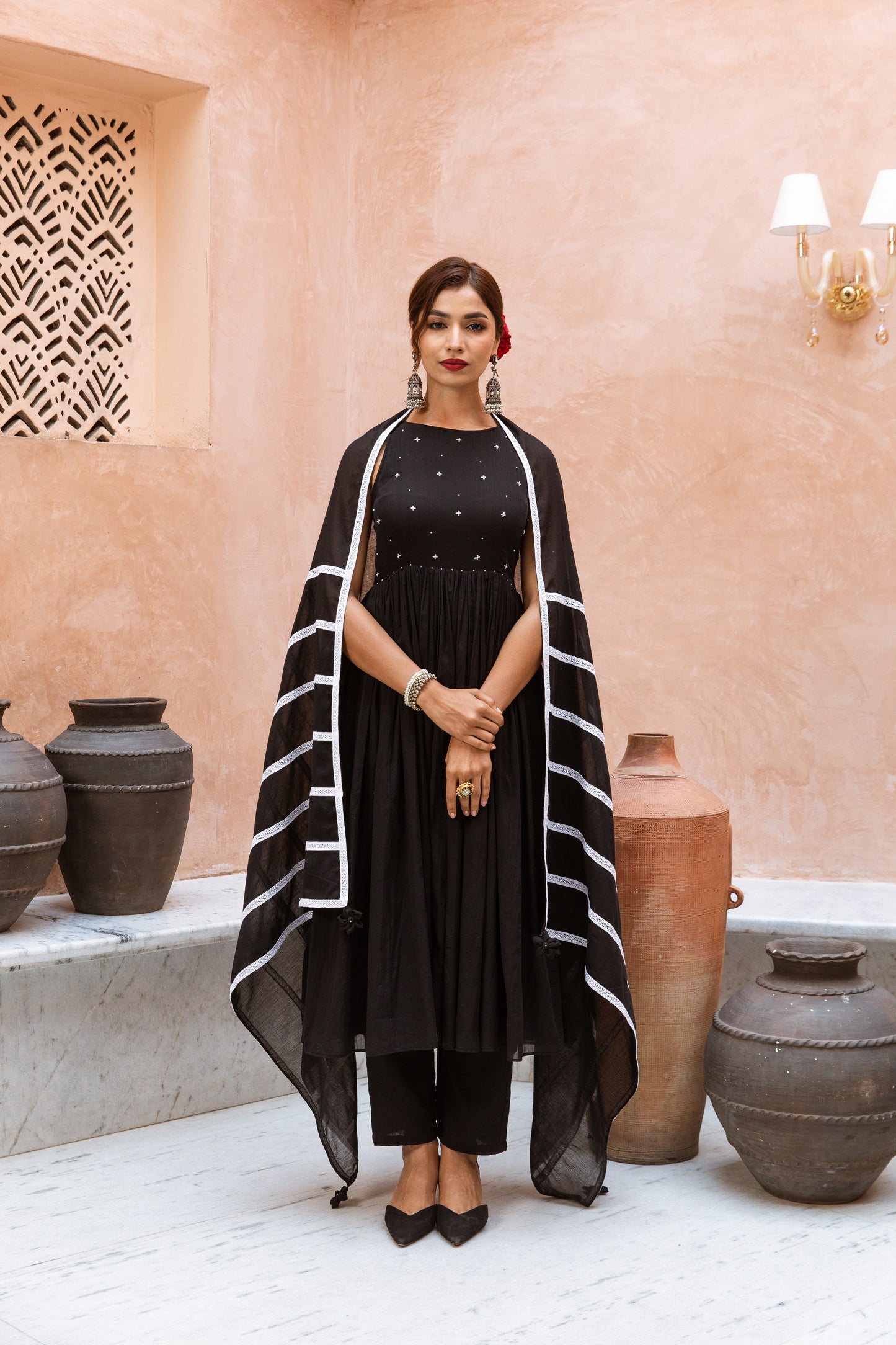 Alter Neck Anarkali Black
