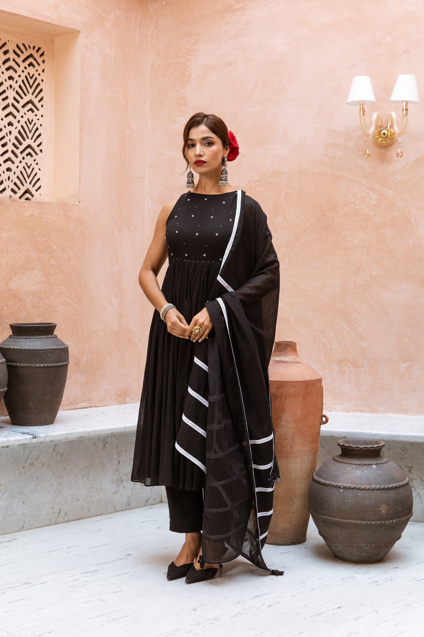 Alter Neck Anarkali Black
